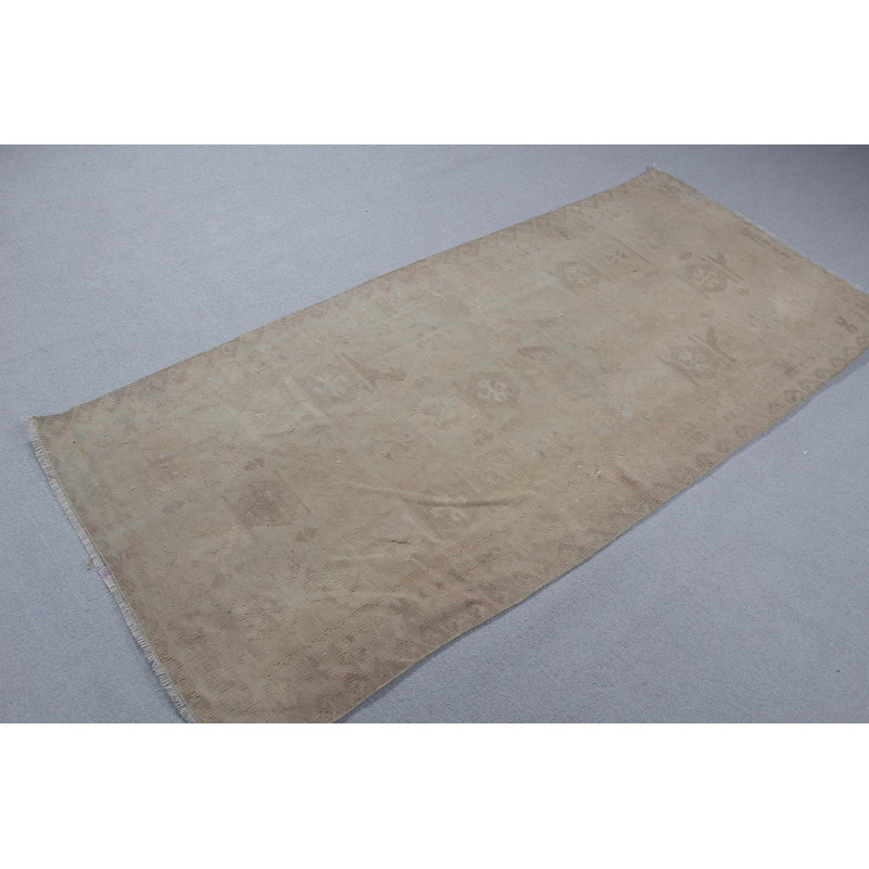 Tapis turc vert kilim noué à la main avec accent rétro et motif géométrique Oushak pour l'entrée