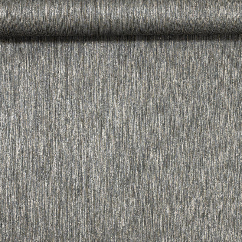  Charcoal Dark Grey And Silver Textured Stripe Wallpaper