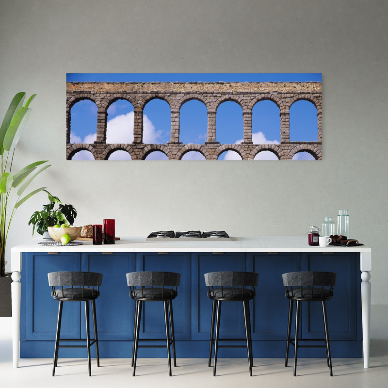 Aqueduc romain, Ségovie, Espagne, art abstrait contemporain, art mural de la ville, H 20 po x l 60 po