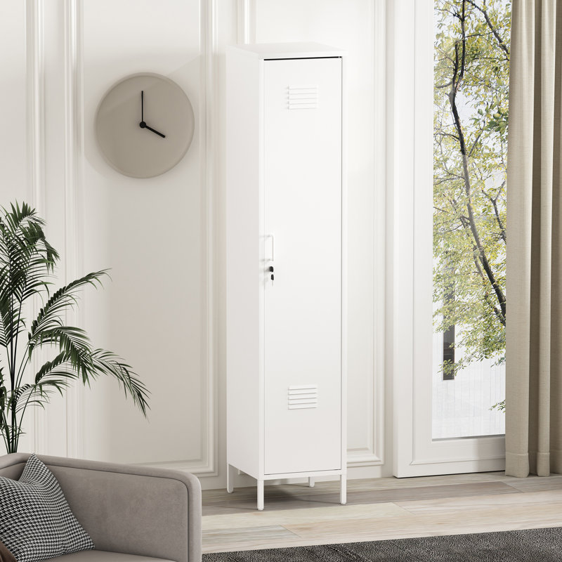 Bargale 15 Single Locker Storage Cabinet with 5 Adjustable Shelves, White