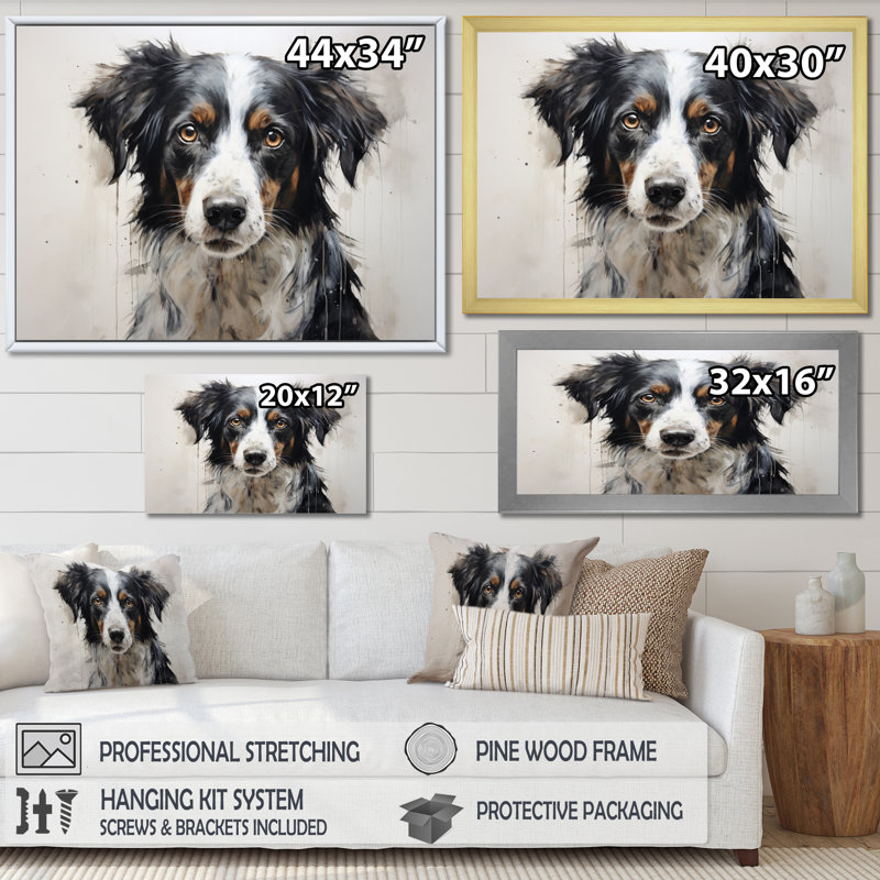 Dog Faithful Companion I - imprimé, Cadre simple noir, H 16 po x l 32 po x P 1 po