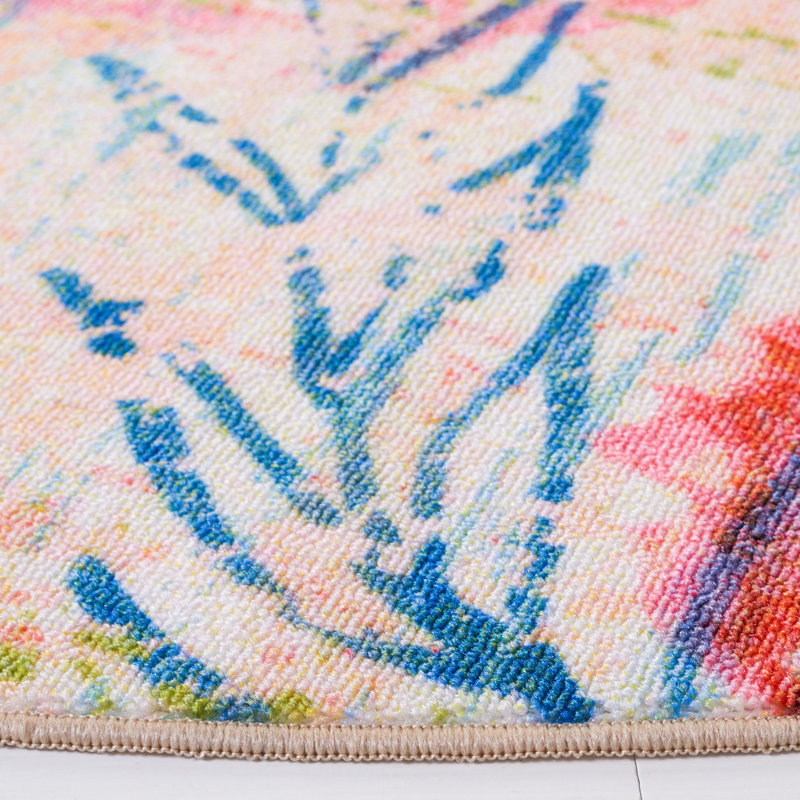 Tapis bleu / rosé Tennille, Rond 6 pi 7 po