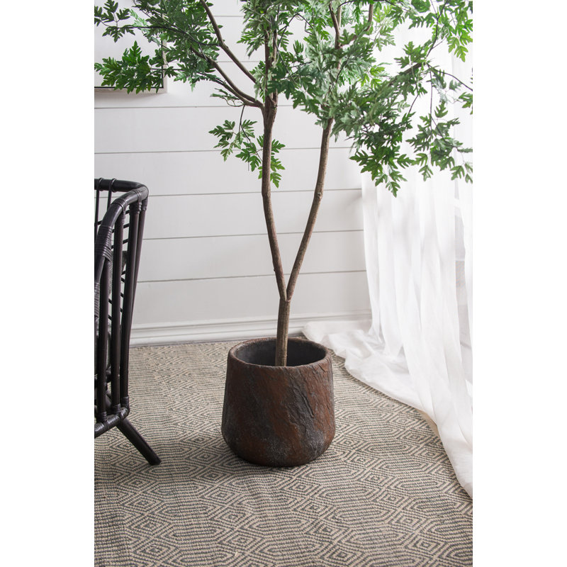Petit pot de fleurs d'intérieur en ciment 12,6 x 12,6 x 11,8 po