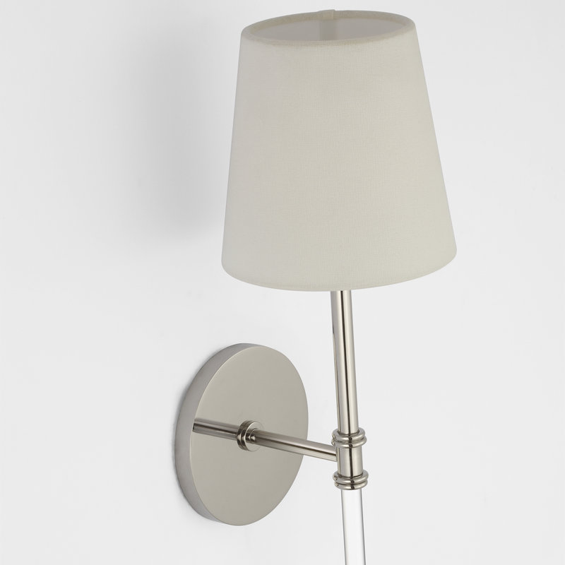 Suzanne Kasler Camille 20" Cordless Sconce with Linen Shade, Polished Nickel