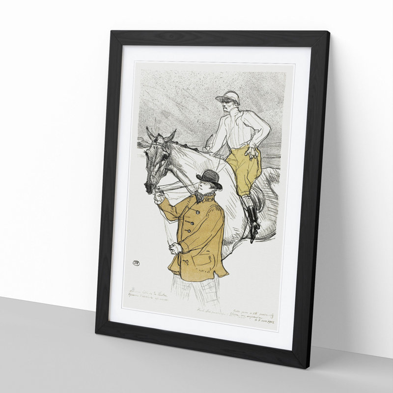 Jockey Going to the Post by Henri de Toulouse-Lautrec - Picture Frame Painting, 36cm H x 27cm W x 2cm D, Black