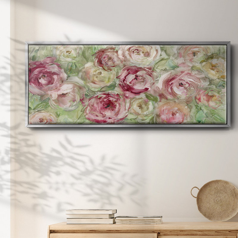 Rose grimpante - toile encadrée, H 20 po x l 50 po
