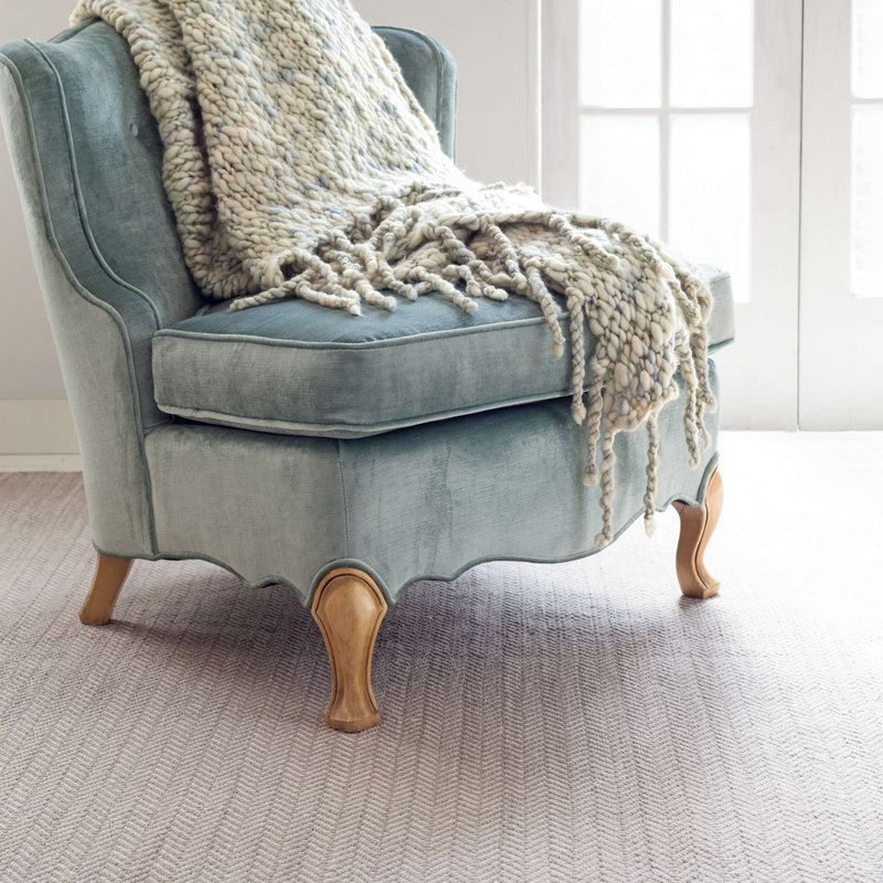 Herringbone Dove Grey Handwoven Cotton Rug, Rectangle 2' x 3'