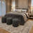 Dinwiddie Round Rope Pouf Ottoman, Grey Fabric