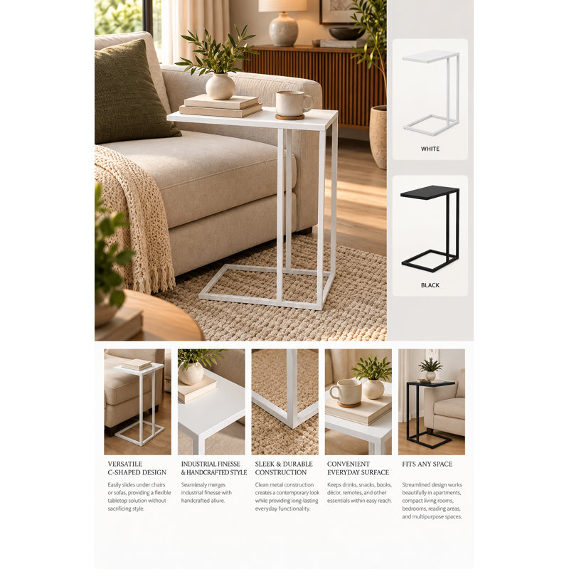 Tanu End Table, 23" H x 19" W x 11" D, White