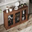 Buffet, l 46,5 po x P 11,75 po x H 31,25 po, 1 pièce, buffet, noyer, avec 3 portes décoratives en métal