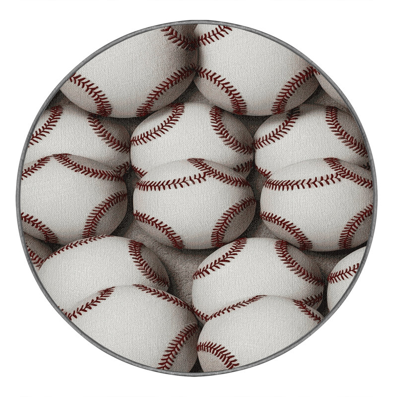  Washable Softball Sports Area Rug, Rond 3 pi