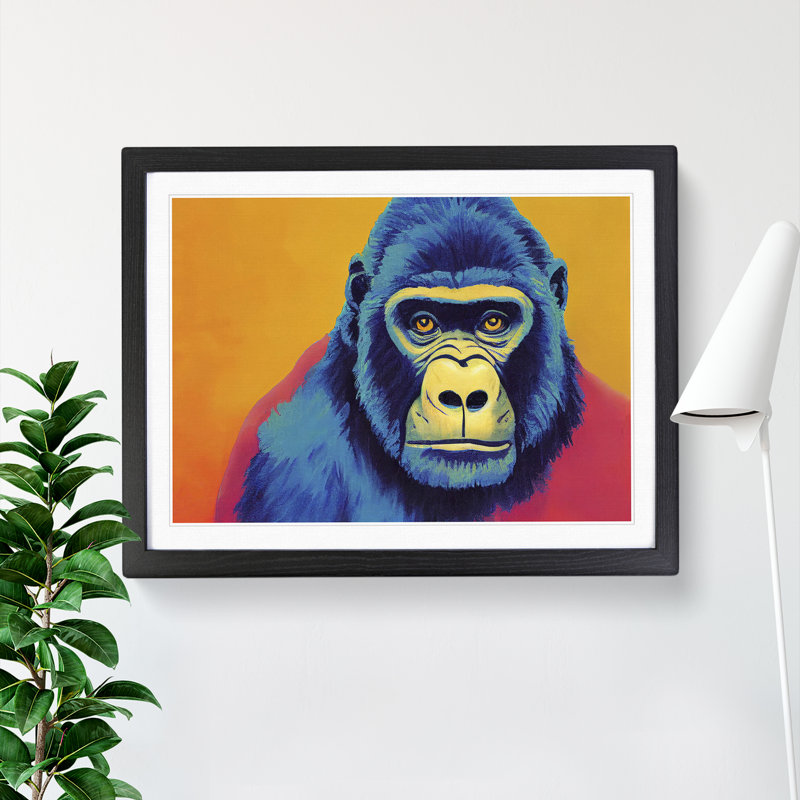 Impressive Gorilla Abstract 1 Piece Single Picture Frame Wall Art, 25cm H x 34cm W x 2cm D, Black