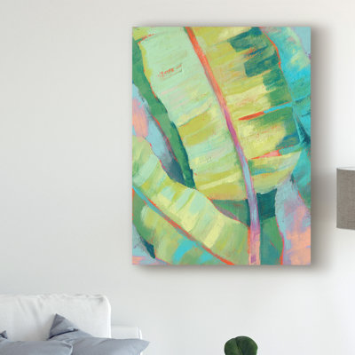 « vibrant palm leaves i », reproduction de peinture à l’acrylique sur toile tendue