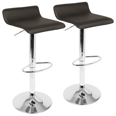 Ale Contemporary Adjustable Barstool In Brown PU Leather By Lumisource - Set Of 2