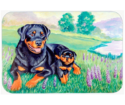 Planche à découper en verre à deux Rottweiler Winston porter