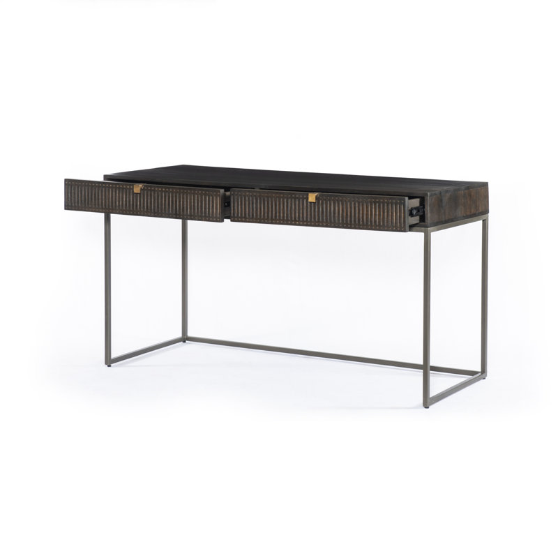Kelby Solid Wood Writing Desk, Vintage Brown