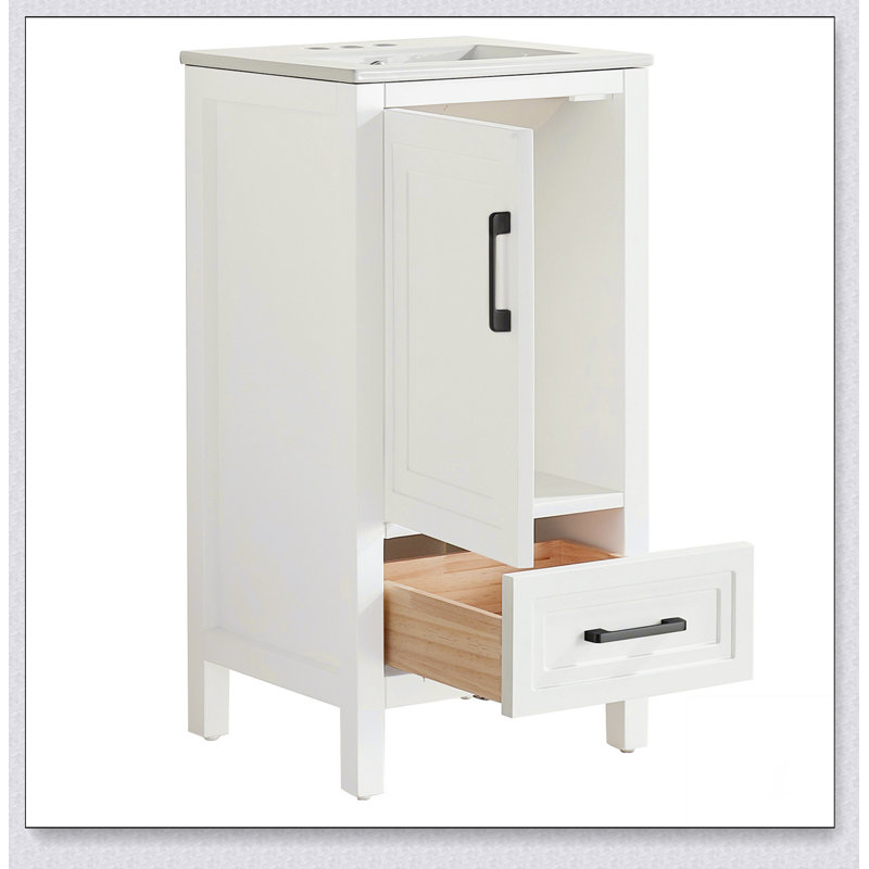 Meuble-lavabo simple autoportant de 18 po avec plateau entièrement assemblé