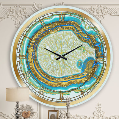 Horloge murale moderne Volcanoa Blue and Gold Agate