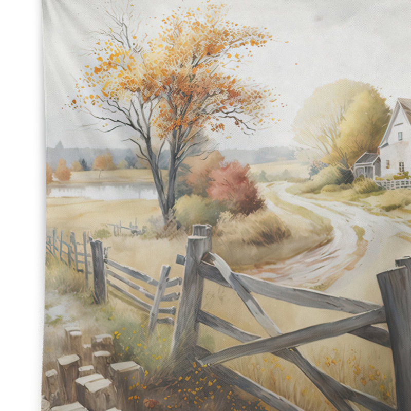 Tapisserie en polyester avec grange en polyester, H 32 po x l 39 po