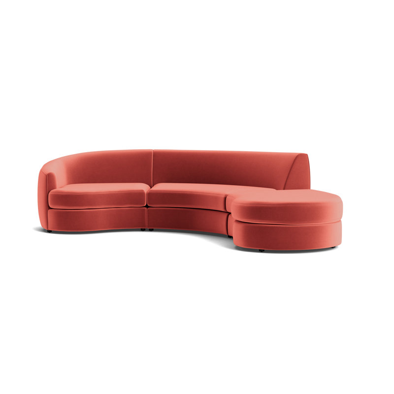 Giselle 3-Piece Left Arm Sectional, Performance Velvet - Sienna