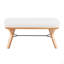 Banc Mid-Century moderne en bois naturel et tissu crème