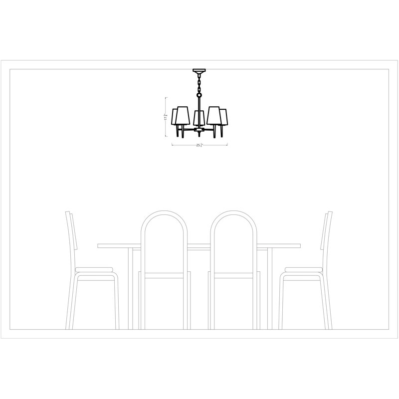 Erlandson 5 - Light Dimmable Chandelier, Brushed Nickel, 16 3/4" H x 20 1/2" W x 20 1/2" D, 100W A19 Medium