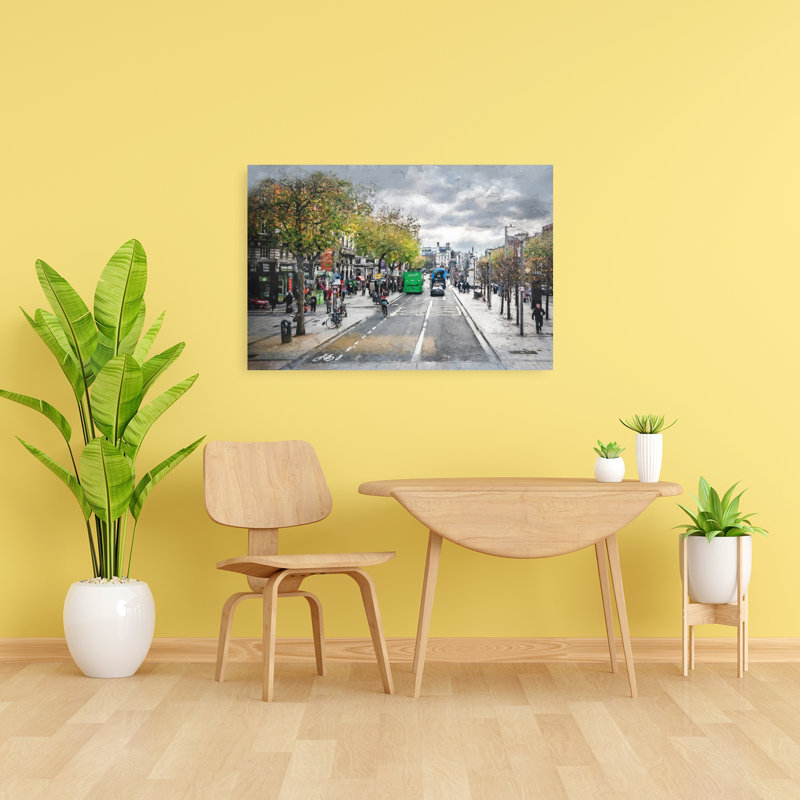 Paysage urbain d'automne, art urbain abstrait, H 24 po x l 36 po