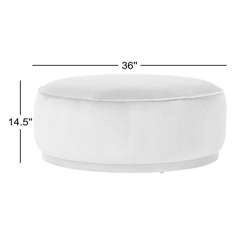 Sinclair Large Round Ottoman, Manchester Flint Linen