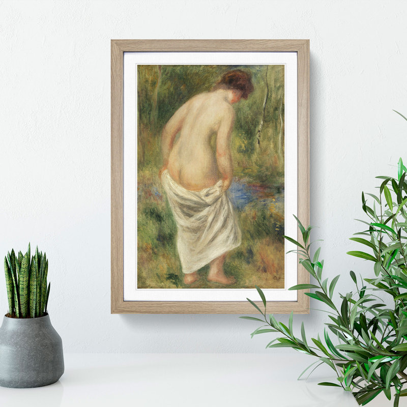 After the Bath by Pierre-Auguste Renoir - Picture Frame Painting, 90cm H x 65cm W x 2cm D, Oak