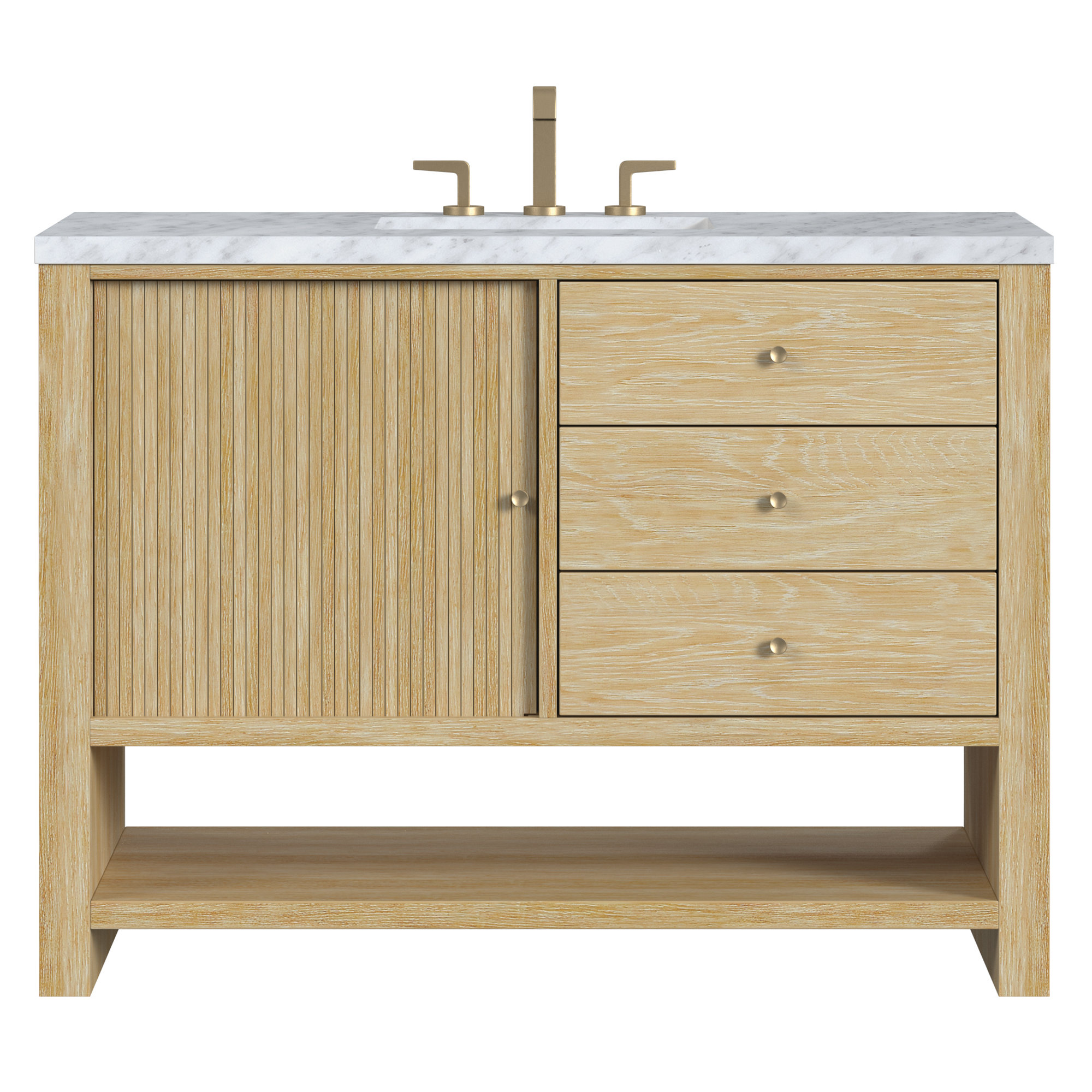 Marigot 48'' Single Bathroom Vanity, 8" Widespread, Carrara White Marble