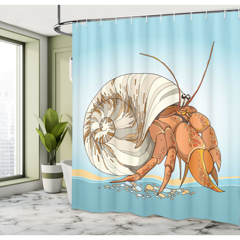 East Urban Home Hermit Crab Shower Curtain Graphical Illustration, 75"H x 69"W