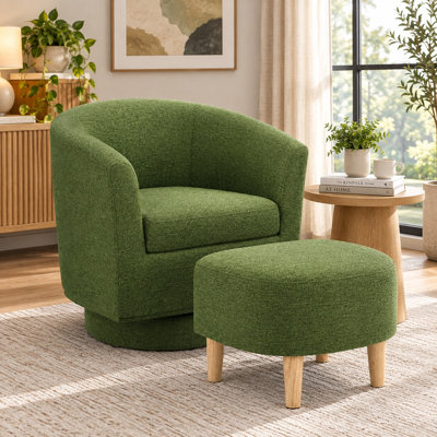 Fauteuil demi-tonneau pivotant avec repose-pieds Sharolynn