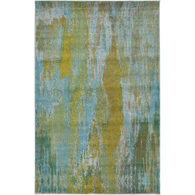 Tapis turquoise tissé à la machine Rizer