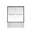 Pare-baignoire coulissant réglable en aluminium avec verre trempé transparent, quincaillerie noire et conception imperméable pour salles de bain modernes, porte de douche-123698834