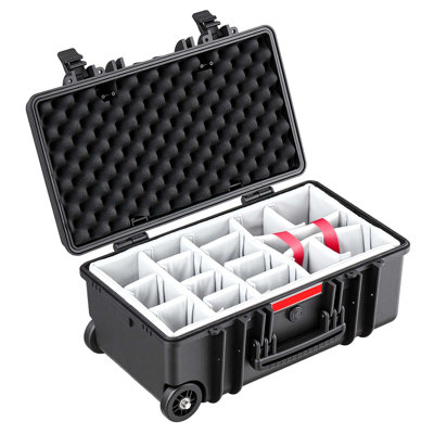 Weatherproof Hard Case 21.85 x 13.58 x 9.84 in, Waterproof Protective Storage for Drones, Cameras, and Equipment, Durable Dry Box with Adjustable Dividers, Telescopic Handle, IP67 Certified, Black