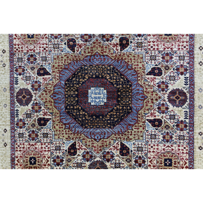 Hand Knotted Wool Area Rug in White