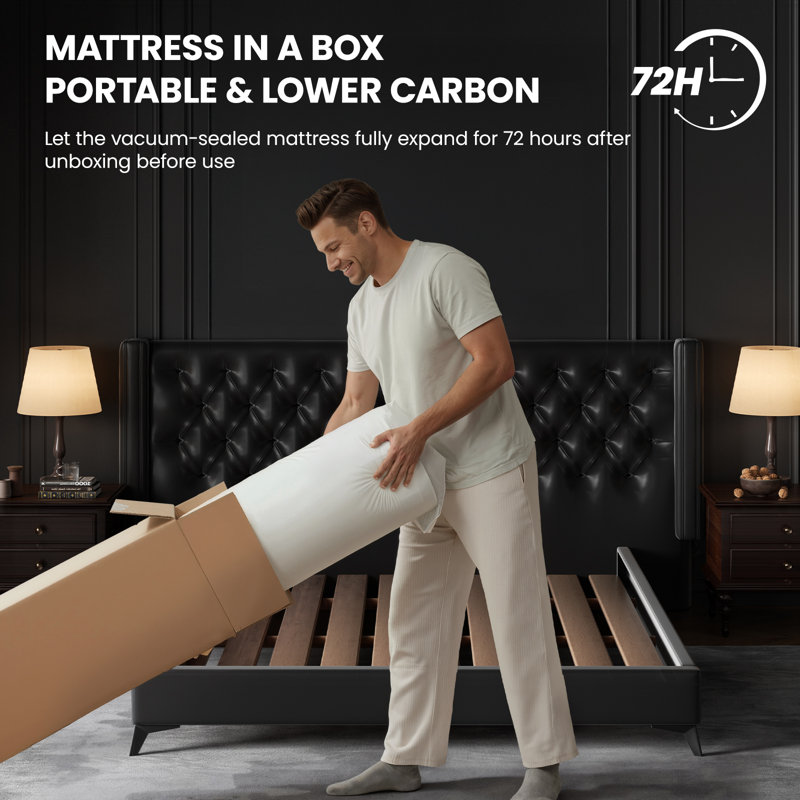 Matelas hybride mi-ferme 10 po / 12 po / 14 po avec ressorts ensachés et support à deux zones - mousse viscoélastique rafraîchissante, CertiPUR-US / OEKO-TEX
