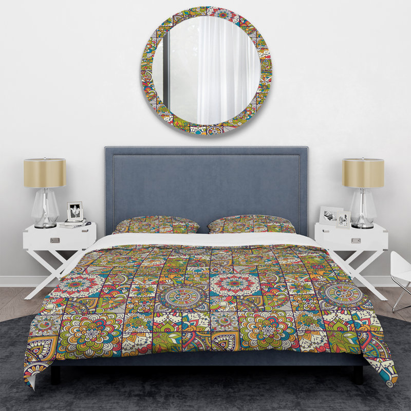 Multicolor Ethnic Patchwork - Abstract Duvet Cover Set - Microfiber Polyester, Twin Duvet Cover + 1 Standard Sham