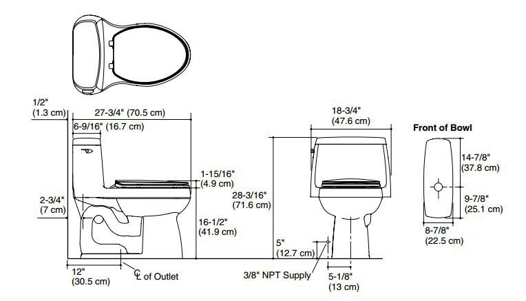 Santa Rosa™ 1.28 GPF Water Efficient Elongated One-Piece Toilet, Black Black