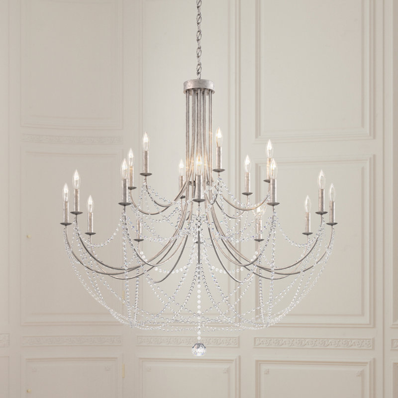 Verdana 18 - Light Chandelier, Antique Silver