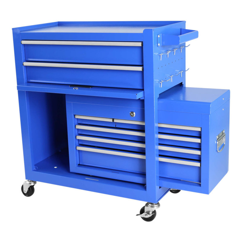 Coffre à outils durable à roulettes avec 8 tiroirs, armoire verrouillable et roulettes lisses pour le garage et l'atelier
