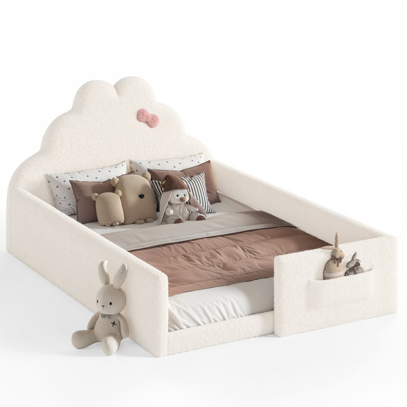 Lit pour enfant rembourré TeddyNest, Full, Beige