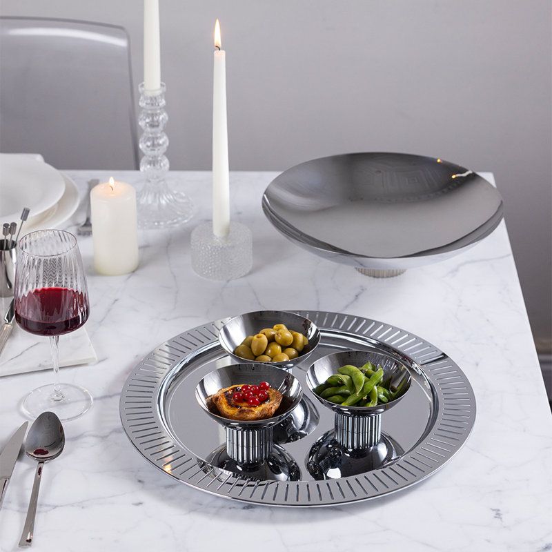 ANNA New York Striations Tray, Silver