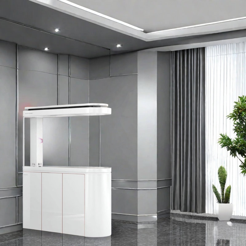 Aquarium aquarium semi-circulaire simple et moderne, H 61,4 po x l 47,2 po x P 15,7 po, Blanc