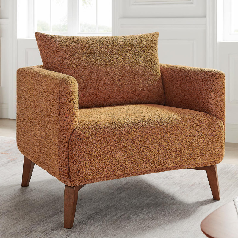 37'' Upholstered Boucle Arm Chair, Curry