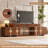 63.4''w To 94.5''w Expandable Tv Stand, Walnut Finish Adjustable Entertainment Center With Storage For Tvs Up To 100", Mid-century Modern Media Console With Open Shelves For Living Room