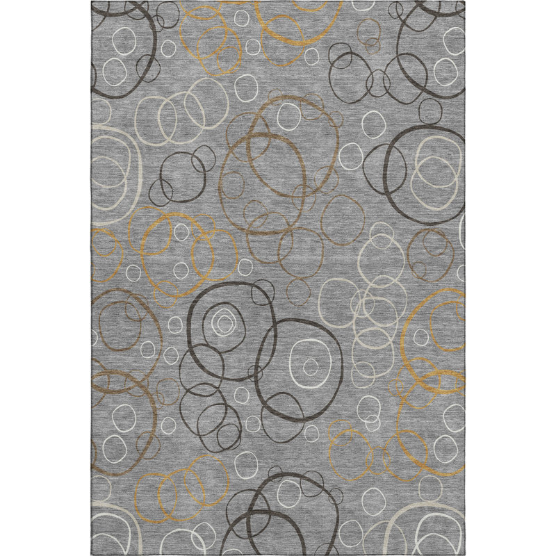 Premium Machine Washable Mayfield AMF2408 Bubbles Rug, Gray, 10' x 14'