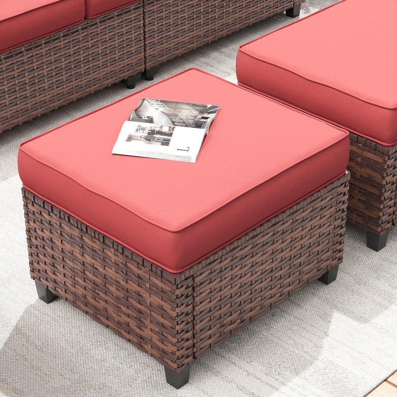 Ensemble de conversation pour patio avec coussins 7 personnes Mecayla , Coussin rouge / cadre brun