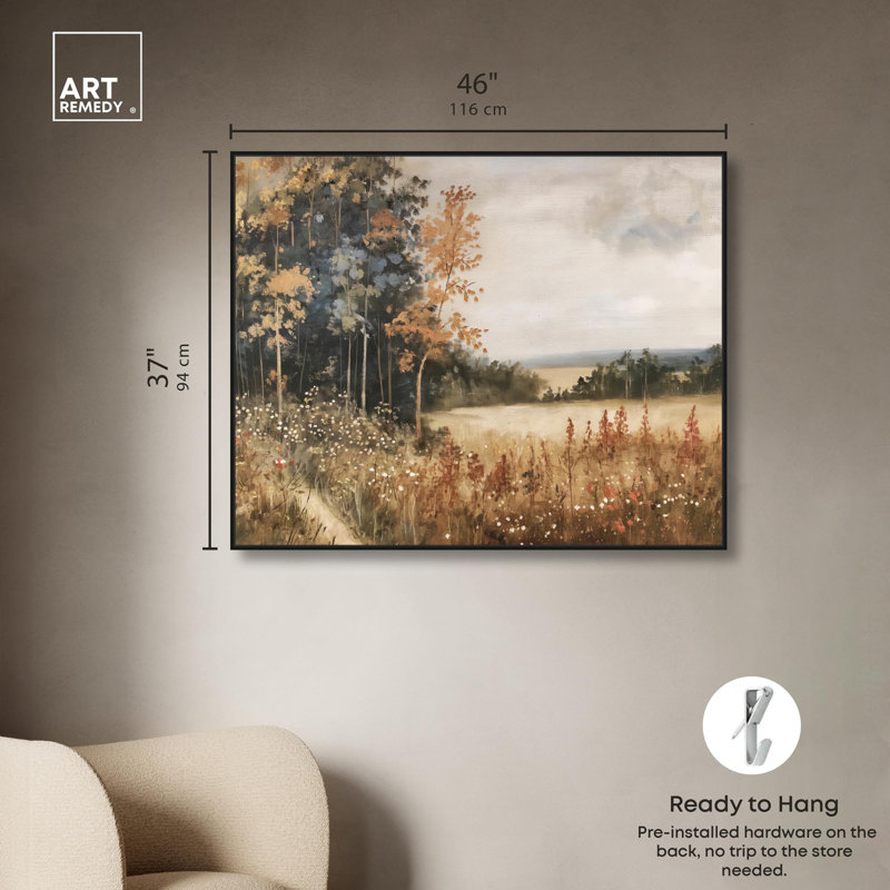Art Remedy, toile de paysage campagnard, palette d'automne, H 46 po x l 37 po, Cadre flottant noir