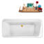 Baignoire de trempage autoportante 59 "avec drain et plateau en bambou 59" Streamline-75261700